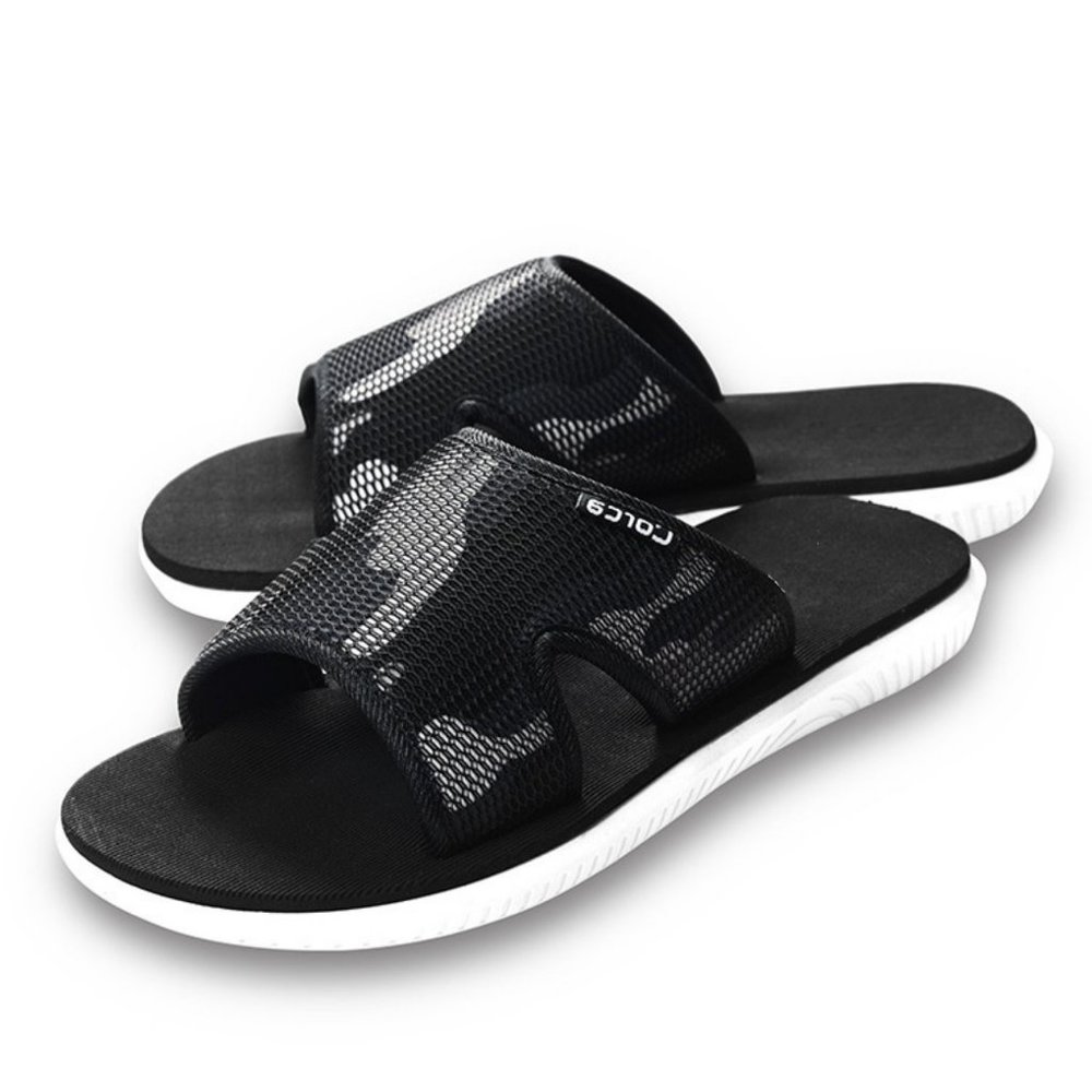 Men's Athleisure Camouflage Mesh Slide Sandals/BLK